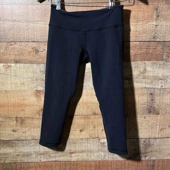 🌻 LULULEMON Wunder Under Crop *Reversible* Black/Gray Heather & Solid Black sz.6 - Picture 6 of 7